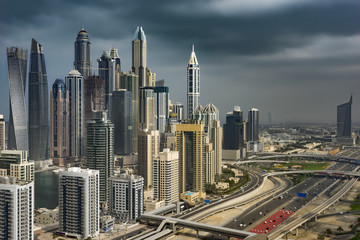 Fototapeta na wymiar Cloudy Dubai, United Arab Emirates, Jan.2018