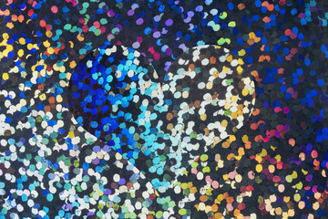 Heart buried in spectrum abstract holographic background, trendy colorful backdrop in shiny...