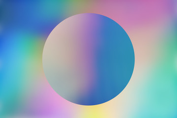 Spectrum abstract vaporwave holographic background with circle, trendy colorful backdrop in pastel neon color. For creative design cover, CD, poster, book, printing, gift card, fashion web & print