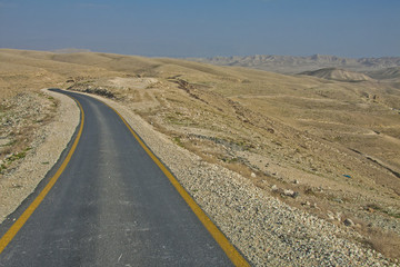 West Bank - Bethlehem Governorate - The road to Holy Lavra of Saint Sabbas the Sanctified (Mar Saba) and Kidron valley through Judaean Desert hills