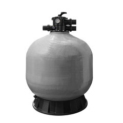 Water filter for the pool, Filter unit for cleaning water from mechanical impurities, gray tank.