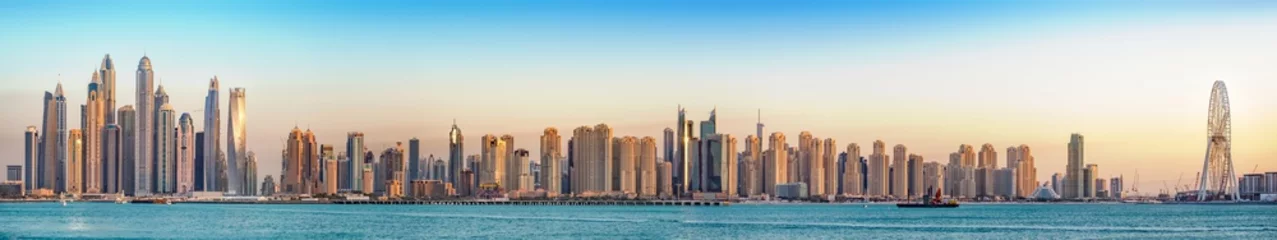 Foto op Plexiglas Jumeirah Beach Resort Panorama, JBR &amp  Marina, Dubai, Emiraten, jan.2018 © solkafa