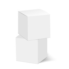 Blank of closed cardboard box with soft shadow. Cosmetic box. Vector