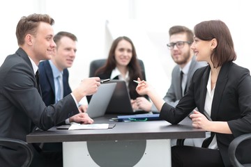 Fototapeta premium business team holds a brainstorm