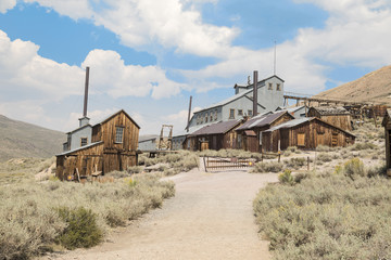 Abandoned mine buildings in a California ghost town 
