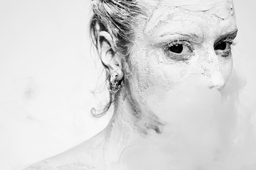 demonic witch with black eyes