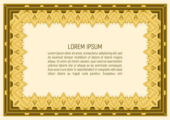 Certificate template. With guilloche pattern and background. Money style design. Vector illustration