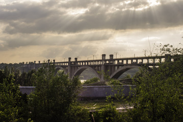 Fototapeta na wymiar Bridges across the Great River of Ukraine
