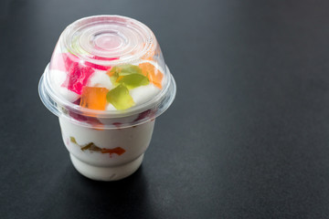 jelly in disposable glasses