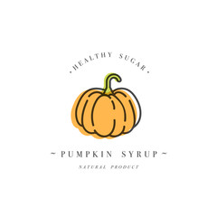 Packaging design template logo and emblem - syrup and topping - Orange pumpkin. Logo in trendy linear style.