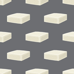 Vector feta cheese seamless pattern. Slice, chunk in cartoon flat style