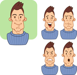 icons with various facial expressions of a man 2.