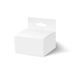 Blank of box with plastic window and hang slot. Vector