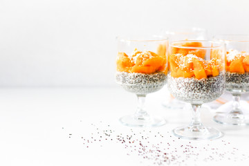 Chia Pudding on a White Background 