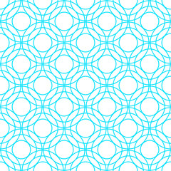 Obraz premium Blue geometric thin line seamless pattern with circles,rings. Vector illustration.