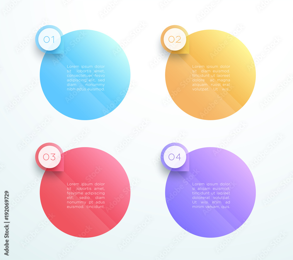 Poster vector circle steps with 3d arrow markers number 1 to 4