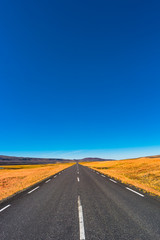 Isolated road and Icelandic colorful landscape at Iceland,