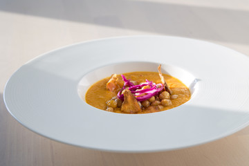Sweet Potato Curry - topped with Chickpeas