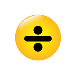 Mathematical icon division on the yellow button - obrazy, fototapety, plakaty