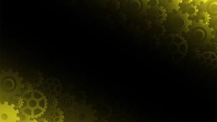 Abstract dark yellow gears background, vector illustration
