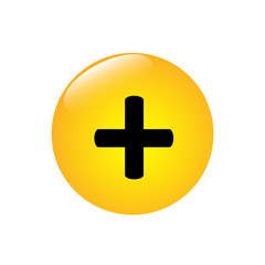 Fototapeta premium Plus icon on the yellow round button