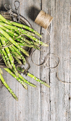 Asparagus rustic wooden background Vintage style