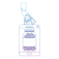 tablet with hand saver online vector illustration design