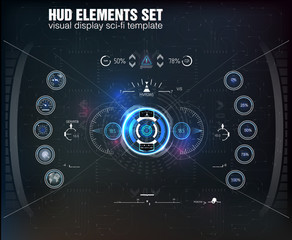 HUD UI. Abstract virtual graphic touch user interface. Infographic. Vector science abstract. Futuristic user interface.Graphic display control the pallet rocket. Sky-fi HUD. Vector eps10.