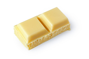 Close-up piece of white chocolate bar