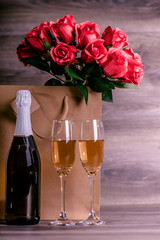Champagne and glasses