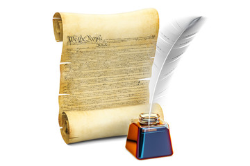 Constitution of the United States concept, 3D rendering