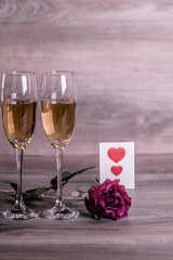 Champagne and love message