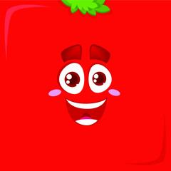 Vector red face. Tomato or apple face.