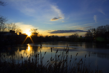 Sunset ove Lake at TCNJ