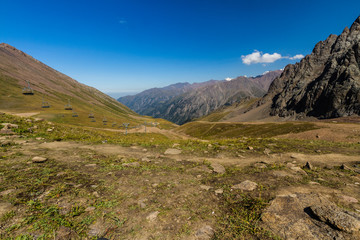 Tien Shen Mountains from Shymbulak Upper Piste in Almaty, Kazakhstan