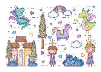 Magic world elements man with sunglasses and dollar symbol inside chat bubble © Stockgiu