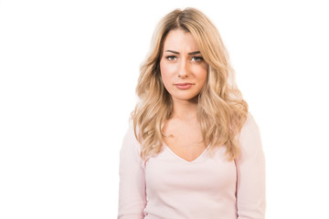 Fototapeta premium The woman standing on the white background