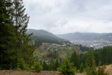 mountain countryside small houses in the village beautiful nature and vegetation