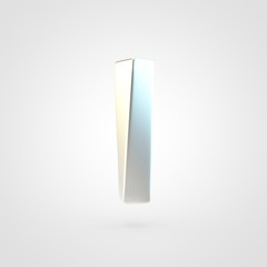 3D rendered silver letter L lowercase isolated on white background.