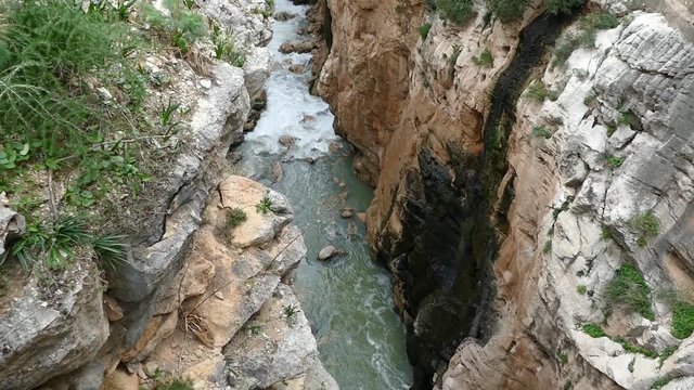 
beautiful rocky landscape of camino del rey at el chorro in andalusia in spain