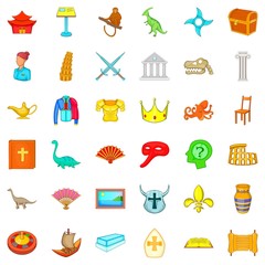 Curator icons set, cartoon style