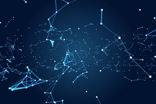 abstract polygonal space with dot and line connection for use as technology or science background