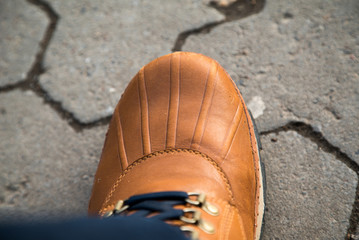 brown or yellow boots shoes for foot and adventure travel