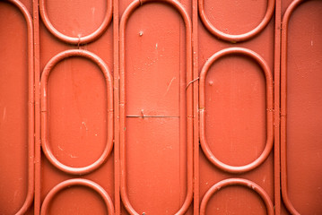 Texture of red metal fence