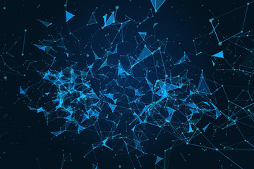 abstract polygonal space with dot and line connection for use as technology or science background