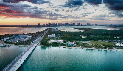 Rickenbacker Causeway aerial view, Miami