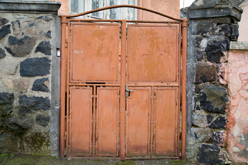 Old brown metal door