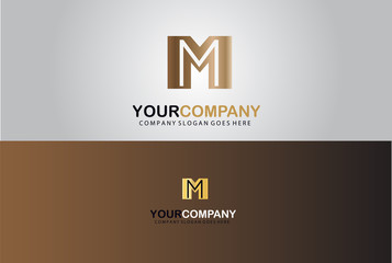 Creative Elegant Gold Letter M Alphabet Symbol