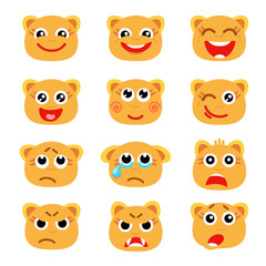 Set of emoticons like orange animal head / Fairy orange animal head in emoticons
