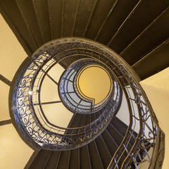 Spiral staircase in the old house in Warsaw